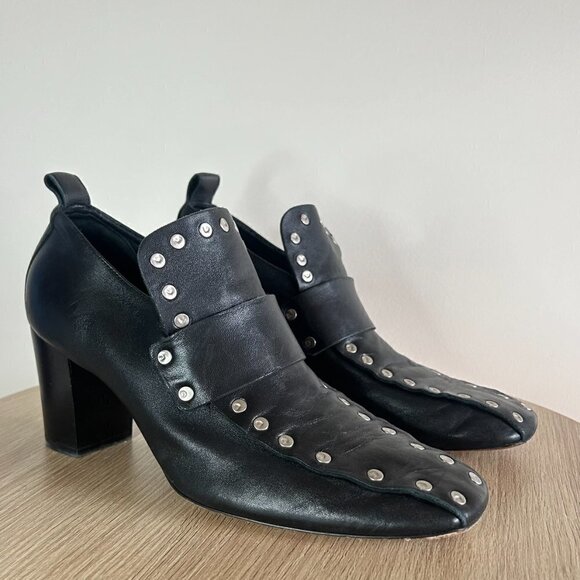 CELINE SOFT LEATHER SLIPPER PUMP 70 STUD DETAIL BLACK LOAFERS SIZE 38.5 - Picture 6 of 11